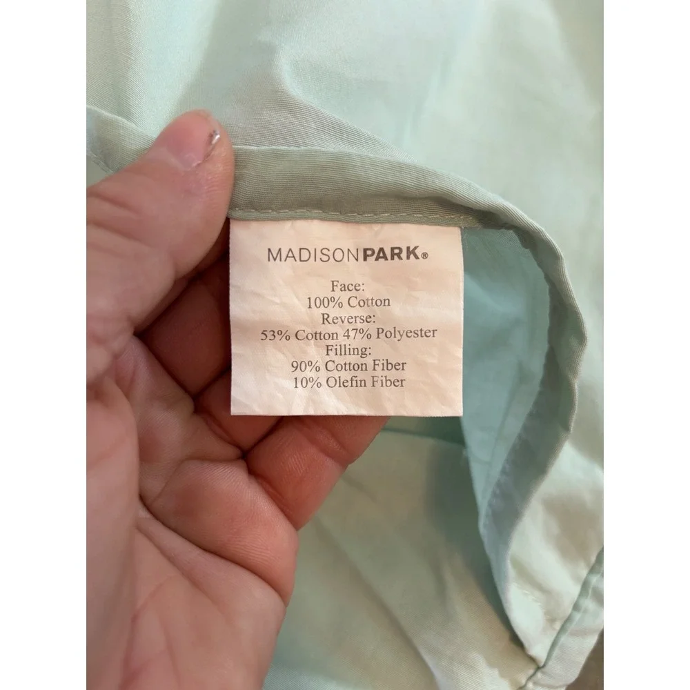 Madison Park Quilted Floral Pillow Shams Set of 2 Yellow Teal Sage Green Cotton